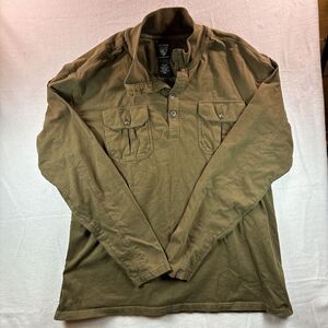 Kuhl High Neck Henley Shirt Long Sleeve Green  Mens XXL Organic Cotton